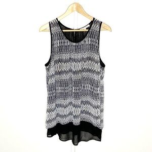 Daniel Rainn | Black/White Design Print Sleeveless Blouse/Tank Sz 1X